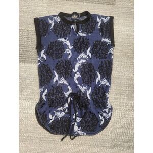 Vtg. LeRoy Knitwear Navy Blue Black Sequin Sleeveless Sweater Tie Waist Size Med